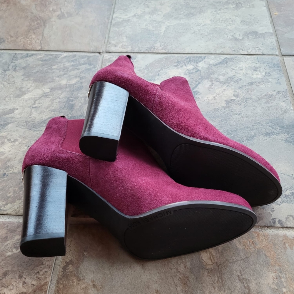 MK Michael Kors Women's Chelsea Boots Lottie Size 9.5 Dark Berry Suede - Picture 5 of 15